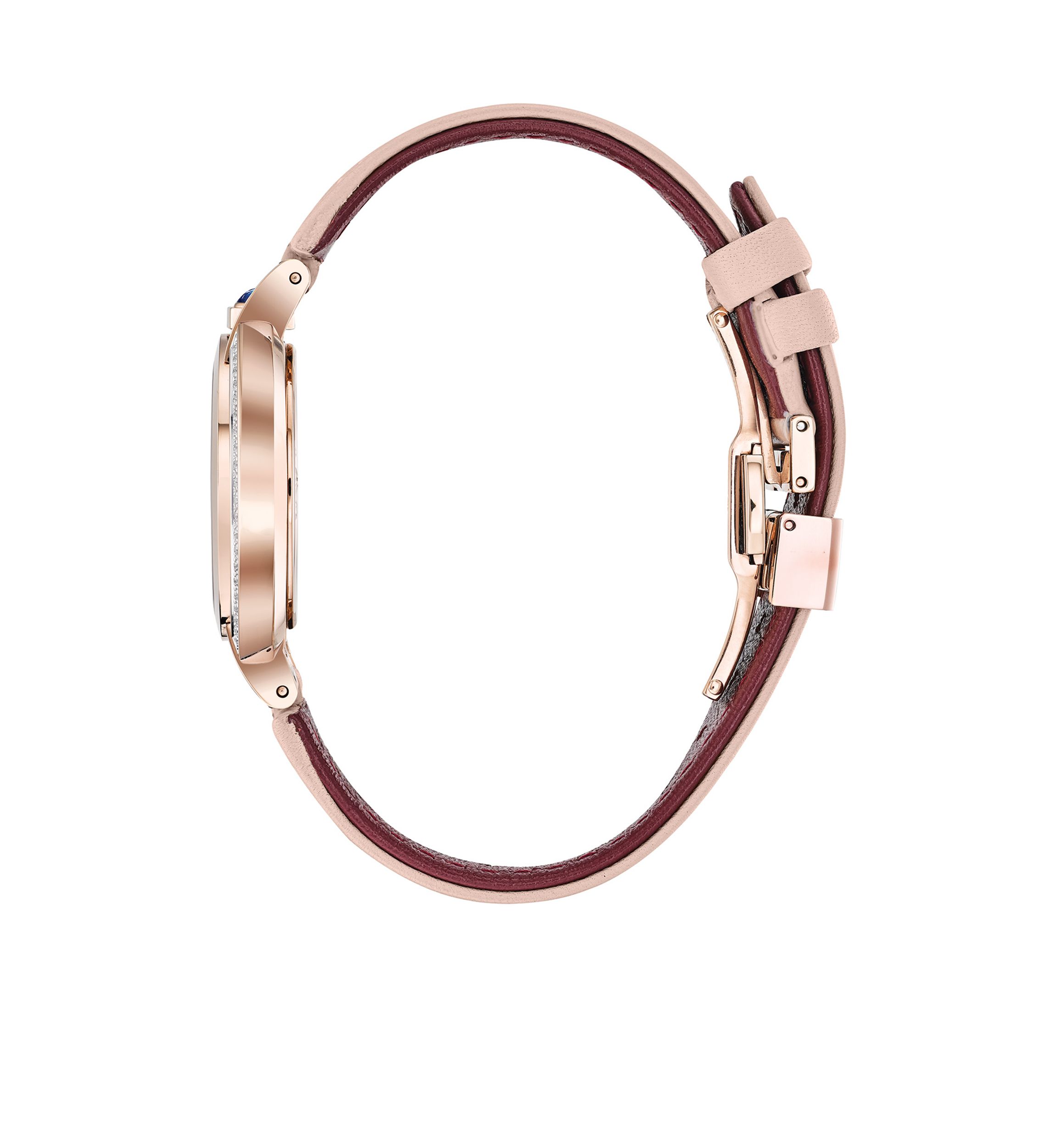 Womens Rose Gold-Tone Stainless Steel Rubayiat Diamond 1/5 ct. t.w. Pink Leather Strap Watch 35 mm