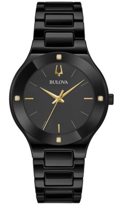 Bulova Women's Modern Millenia Diamond Black Ceramic Bracelet Watch, 31.5Mm