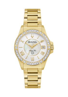 Bulova Women's Diamond Marine Star Gold Tone Stainless Steel Bracelet Watch -  540026498R294