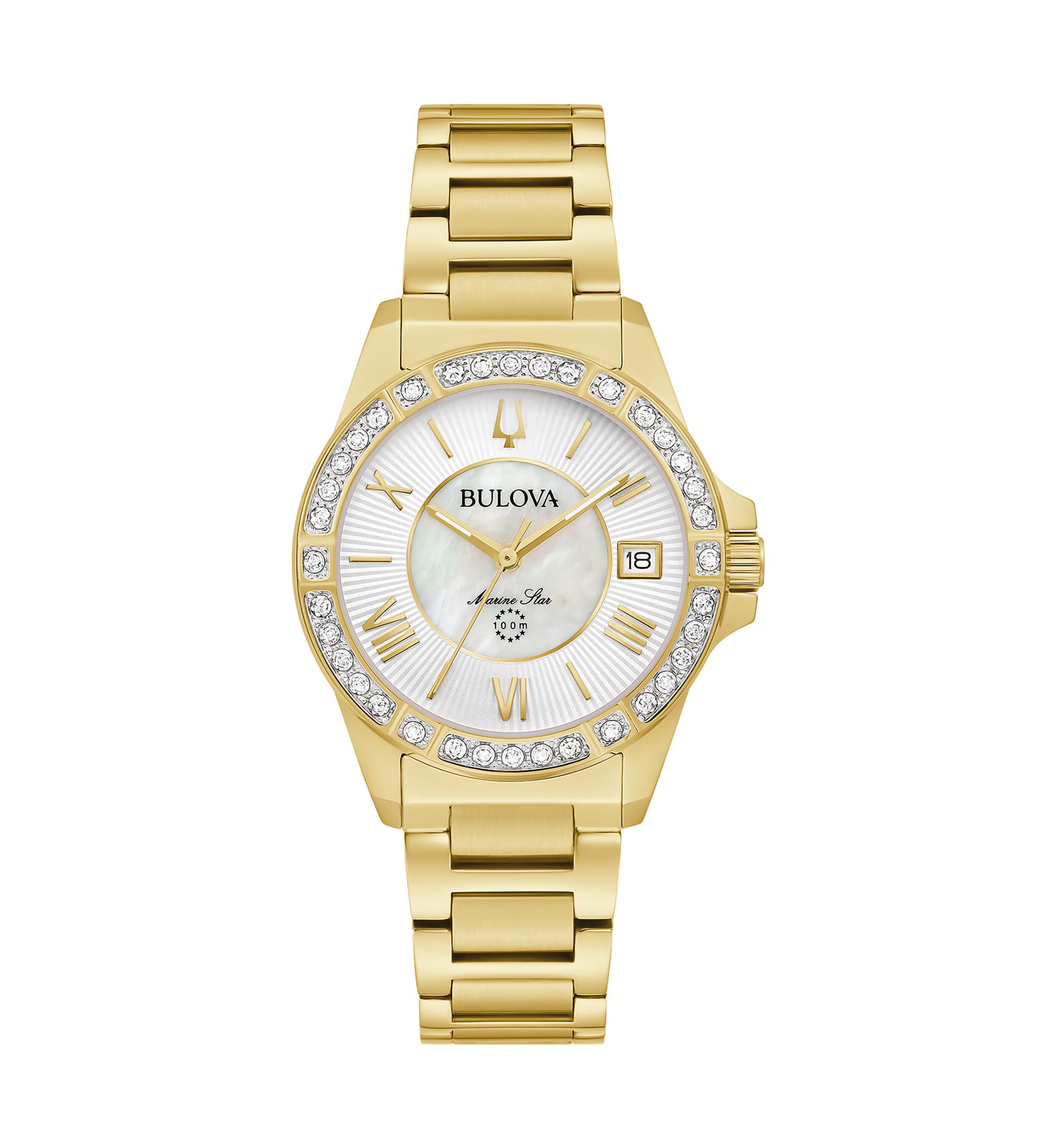Womens Diamond Marine Star Gold Tone Stainless Steel Bracelet Watch