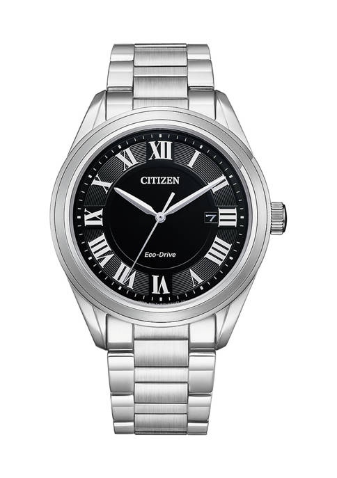 Mens Arezzo Silver Tone Stainless Steel Bracelet Watch