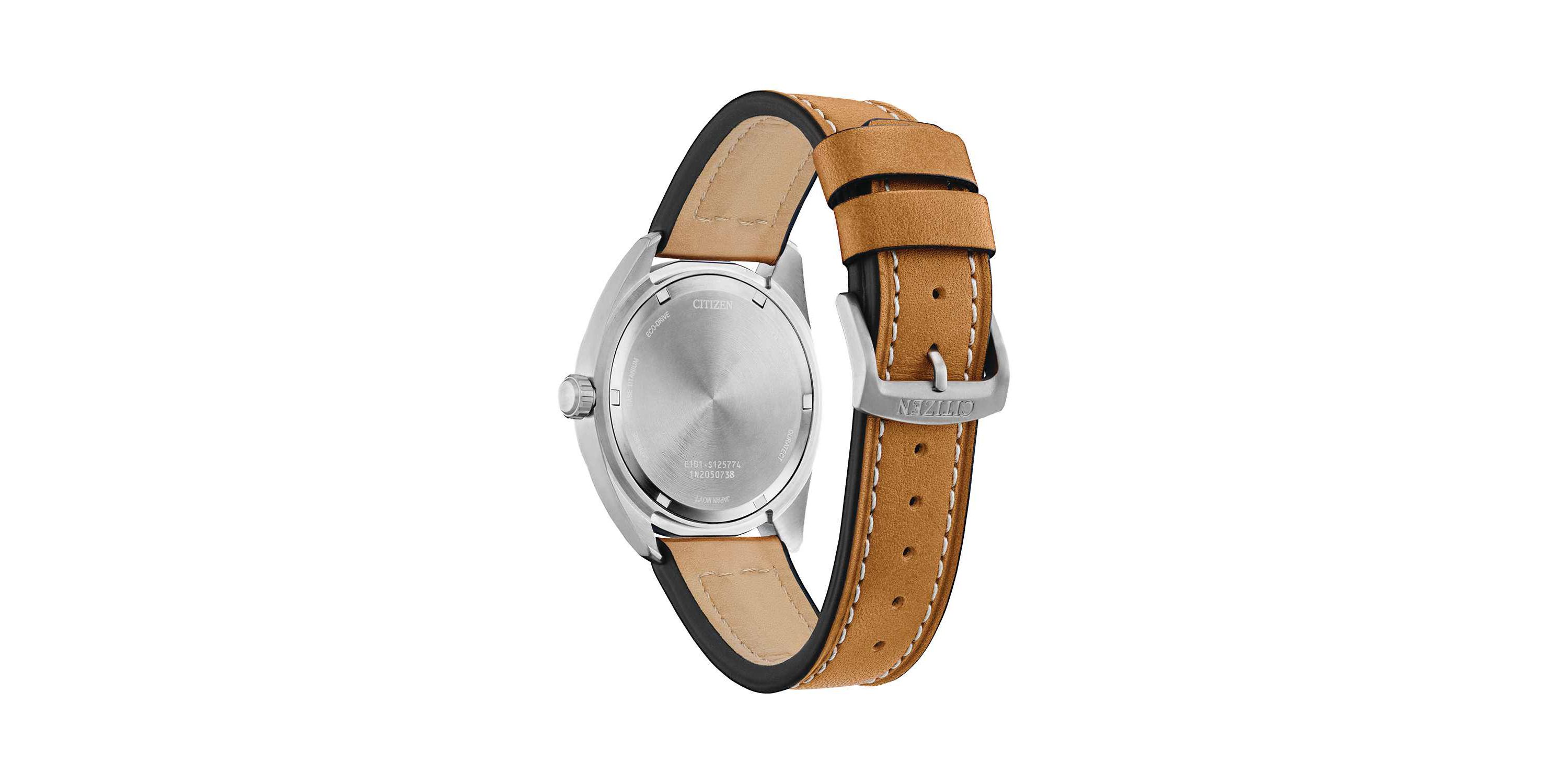 Citizen Eco-Drive Mens Avion Brown Leather Strap Watch, 42mm