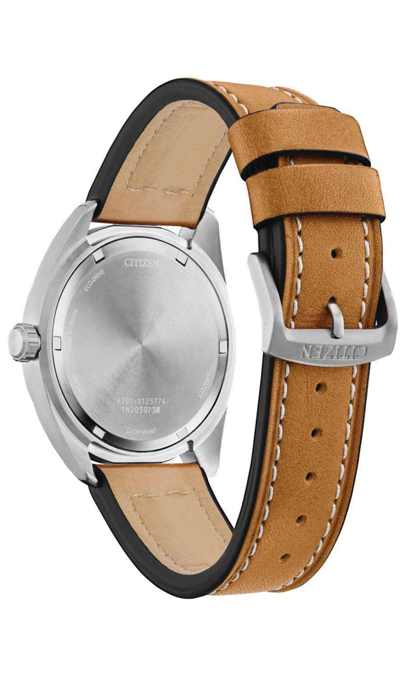 Citizen Eco-Drive Mens Avion Brown Leather Strap Watch, 42mm