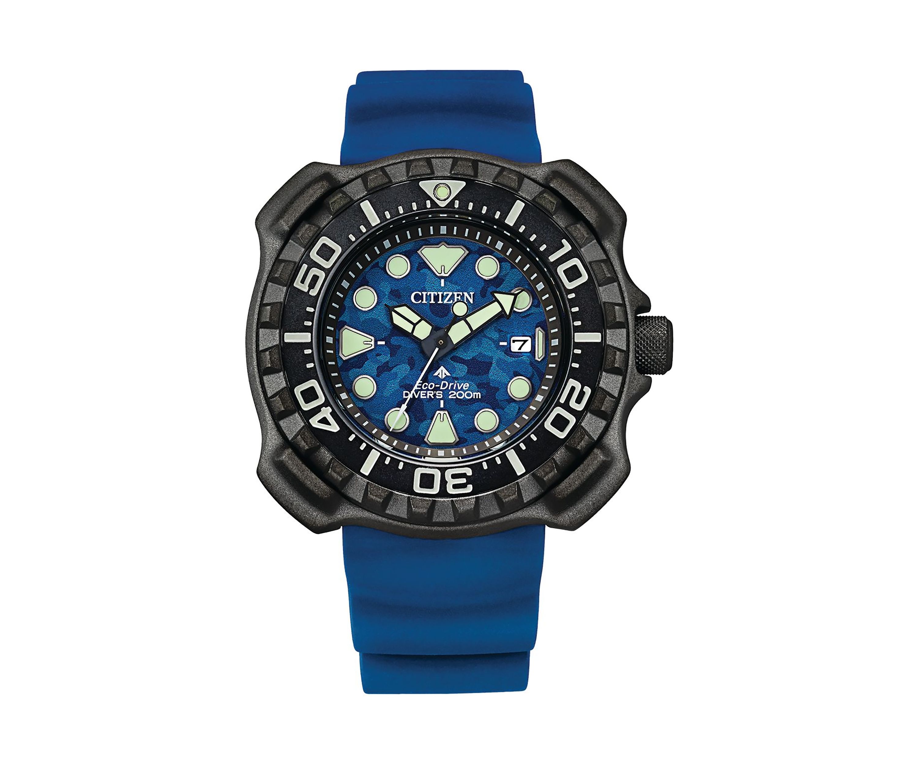 Citizen Eco-Drive Mens Promaster Dive Camo Dial Blue Strap Watch, 47mm