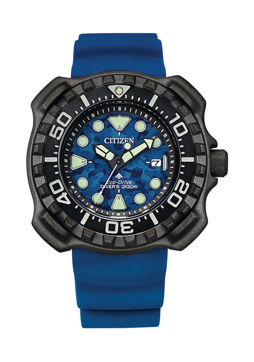 Citizen Eco-Drive Mens Promaster Dive Camo Dial Blue Strap Watch, 47mm