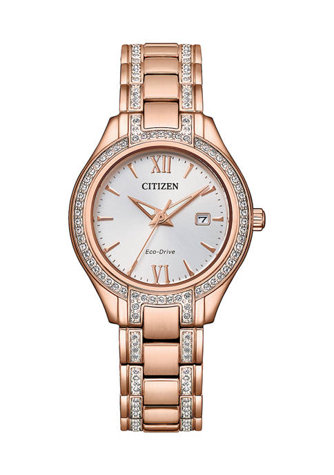 Citizen Womens Silhouette Crystal Accent Rose Gold-Tone Stainless