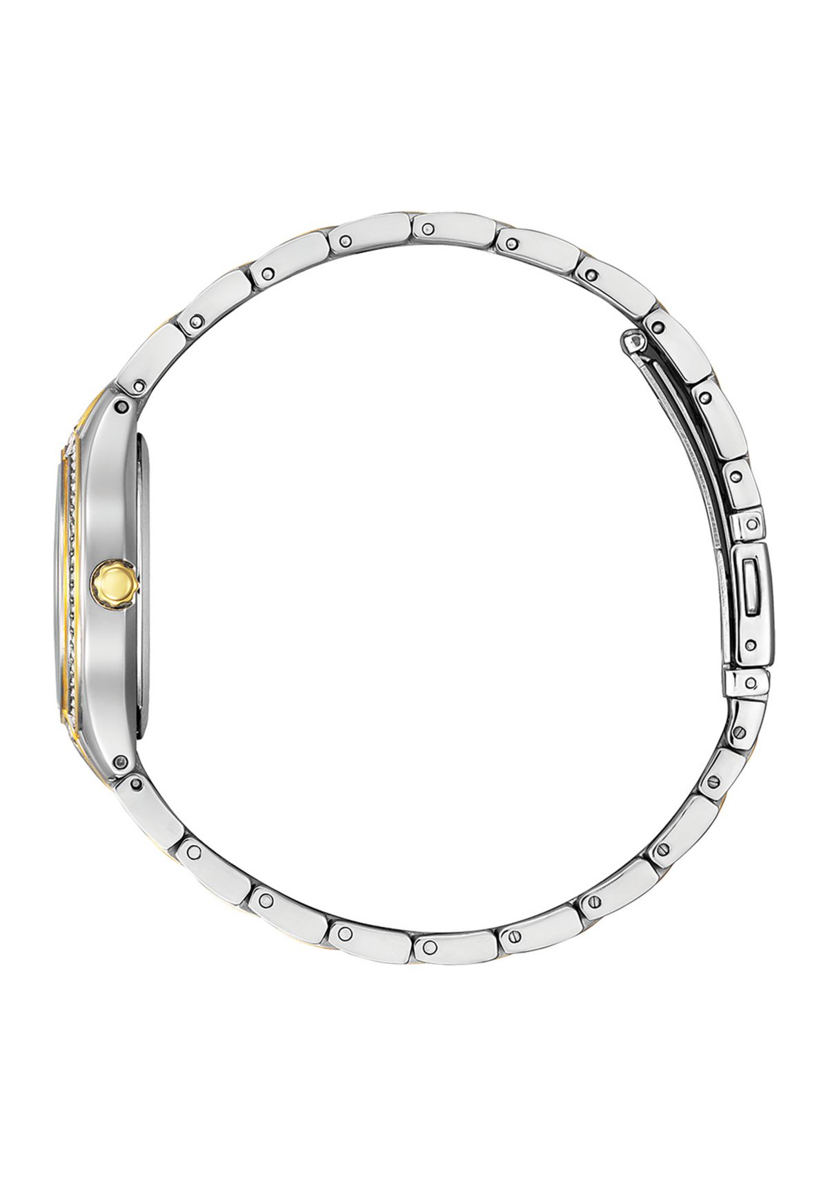 Womens Silhouette Crystal Accent Two Tone Stainless Steel Bracelet Watch