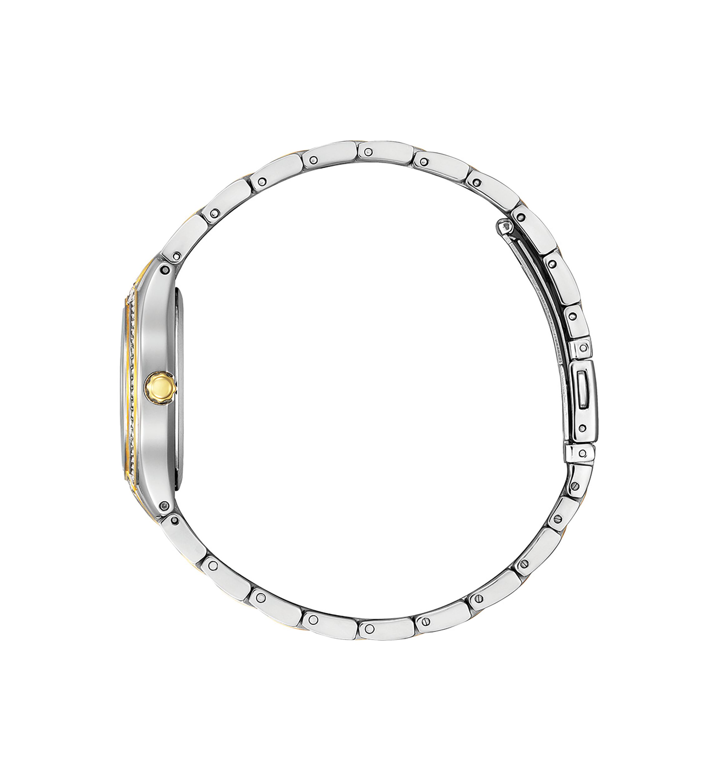 Womens Silhouette Crystal Accent Two Tone Stainless Steel Bracelet Watch