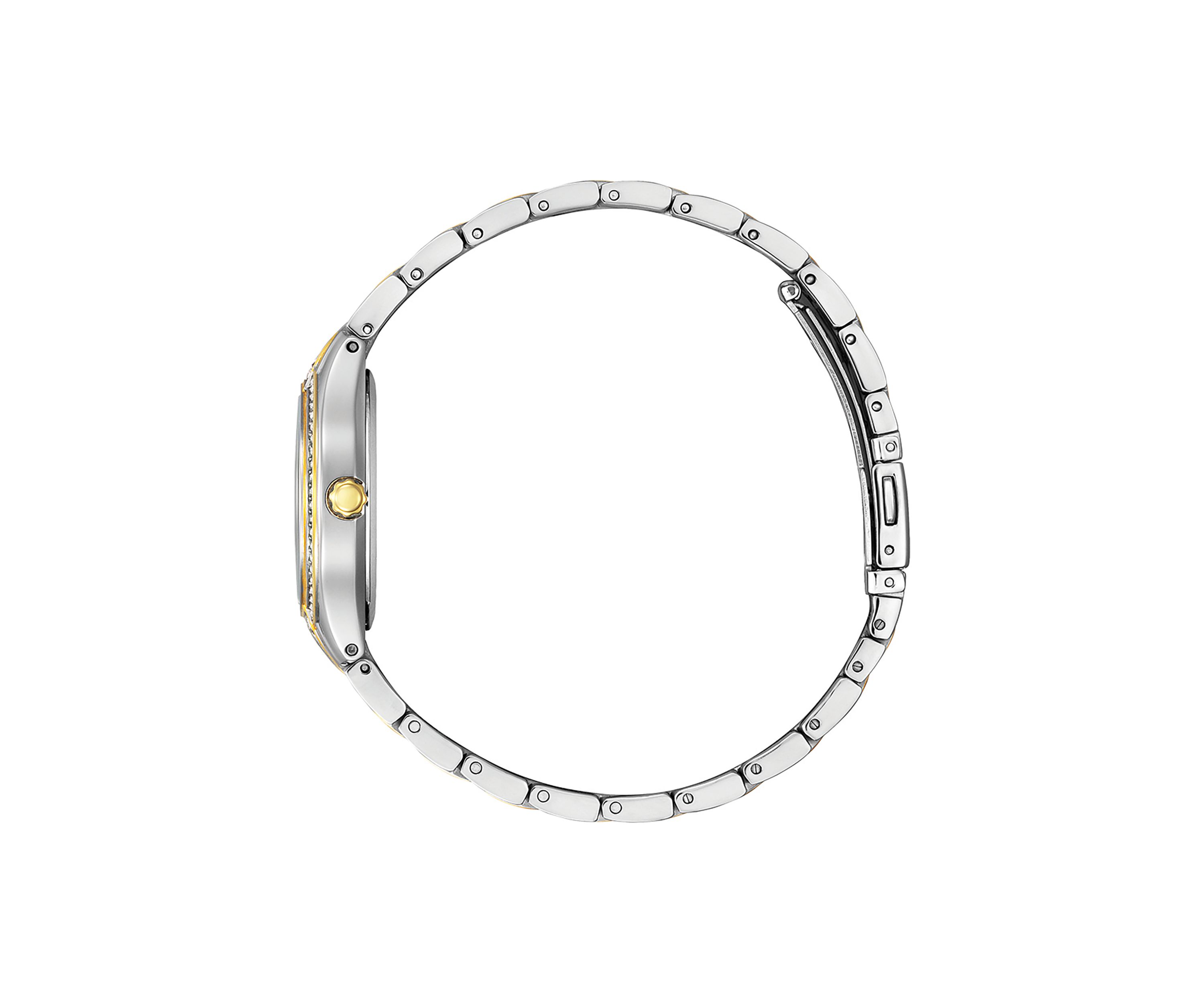 Womens Silhouette Crystal Accent Two Tone Stainless Steel Bracelet Watch