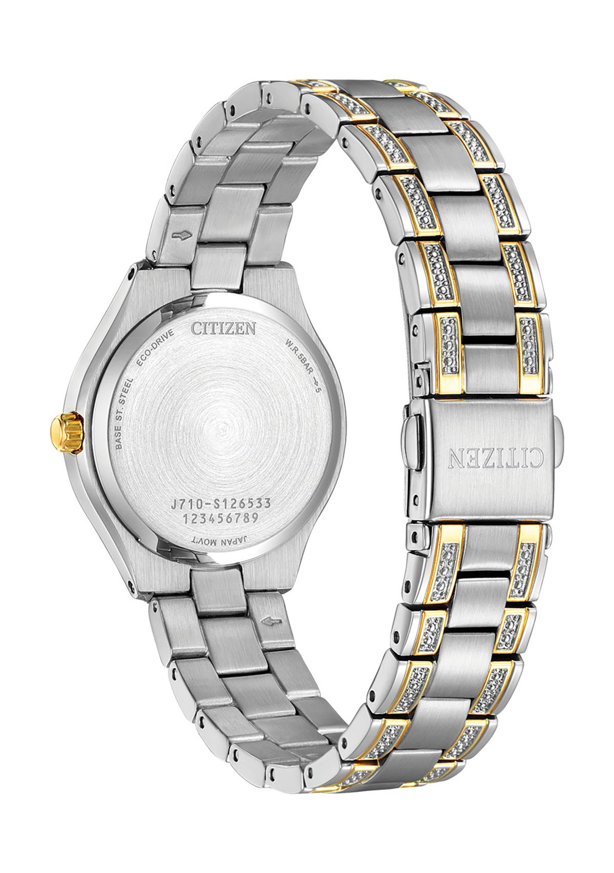 Womens Silhouette Crystal Accent Two Tone Stainless Steel Bracelet Watch