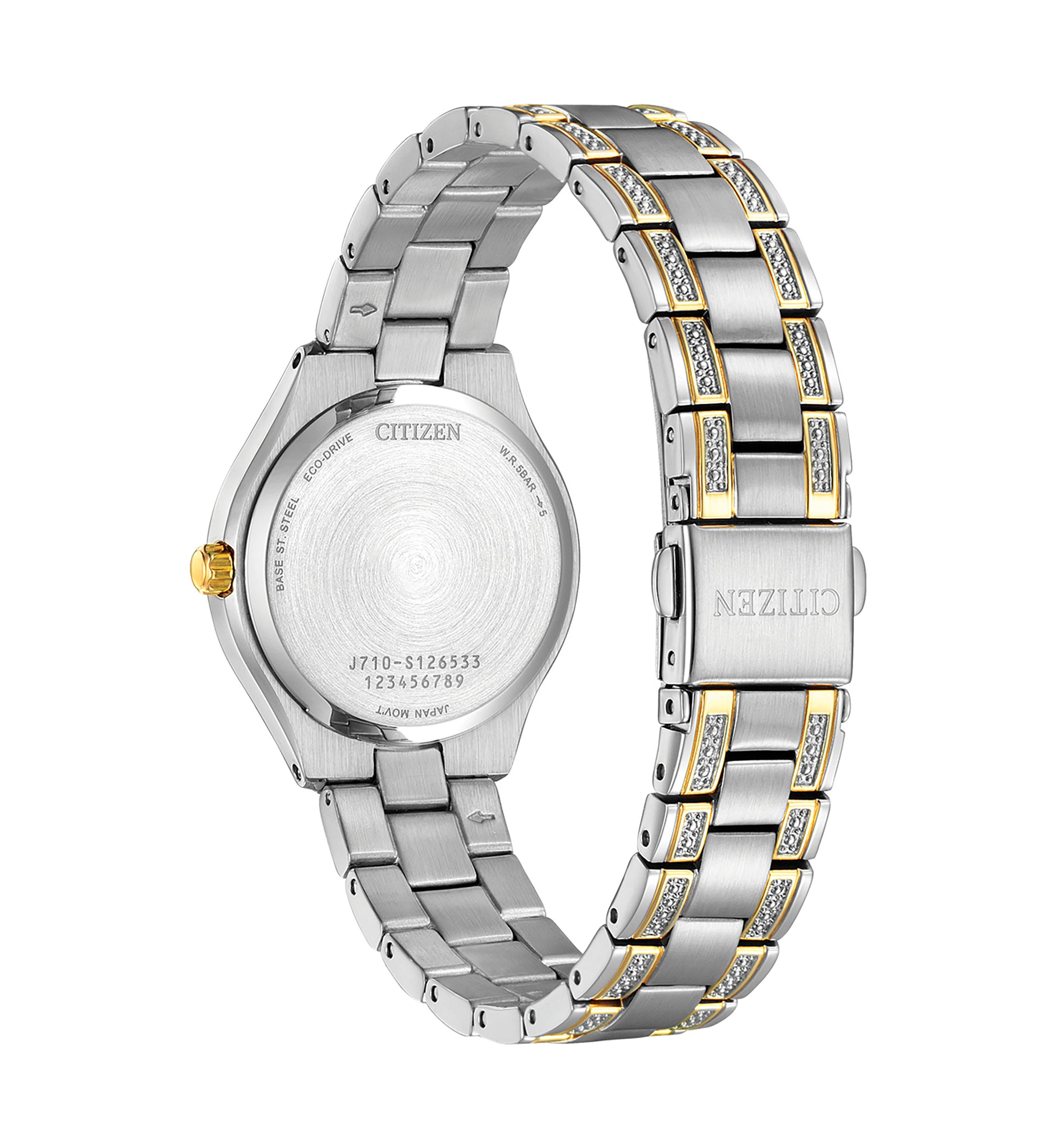 Womens Silhouette Crystal Accent Two Tone Stainless Steel Bracelet Watch