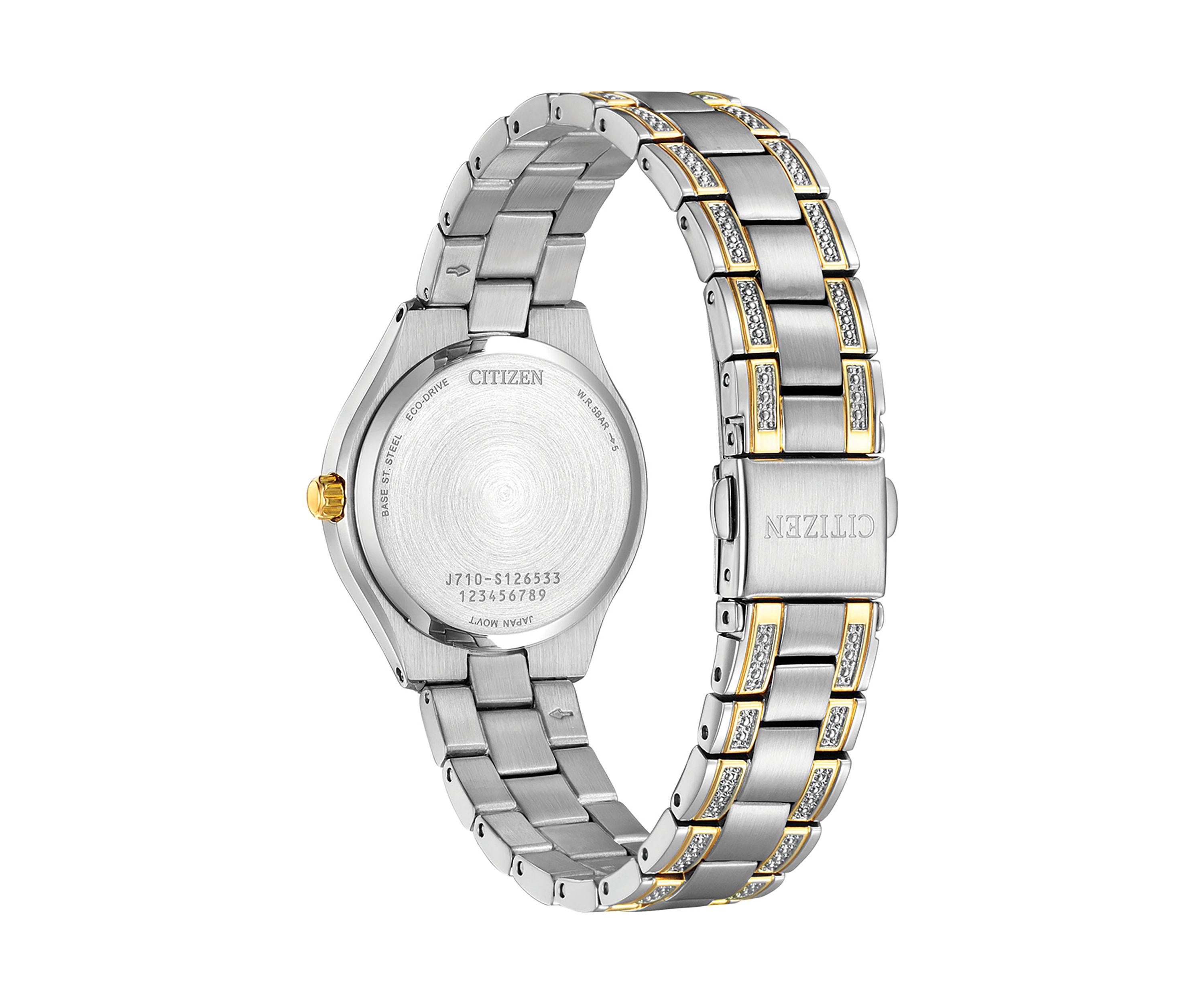 Womens Silhouette Crystal Accent Two Tone Stainless Steel Bracelet Watch