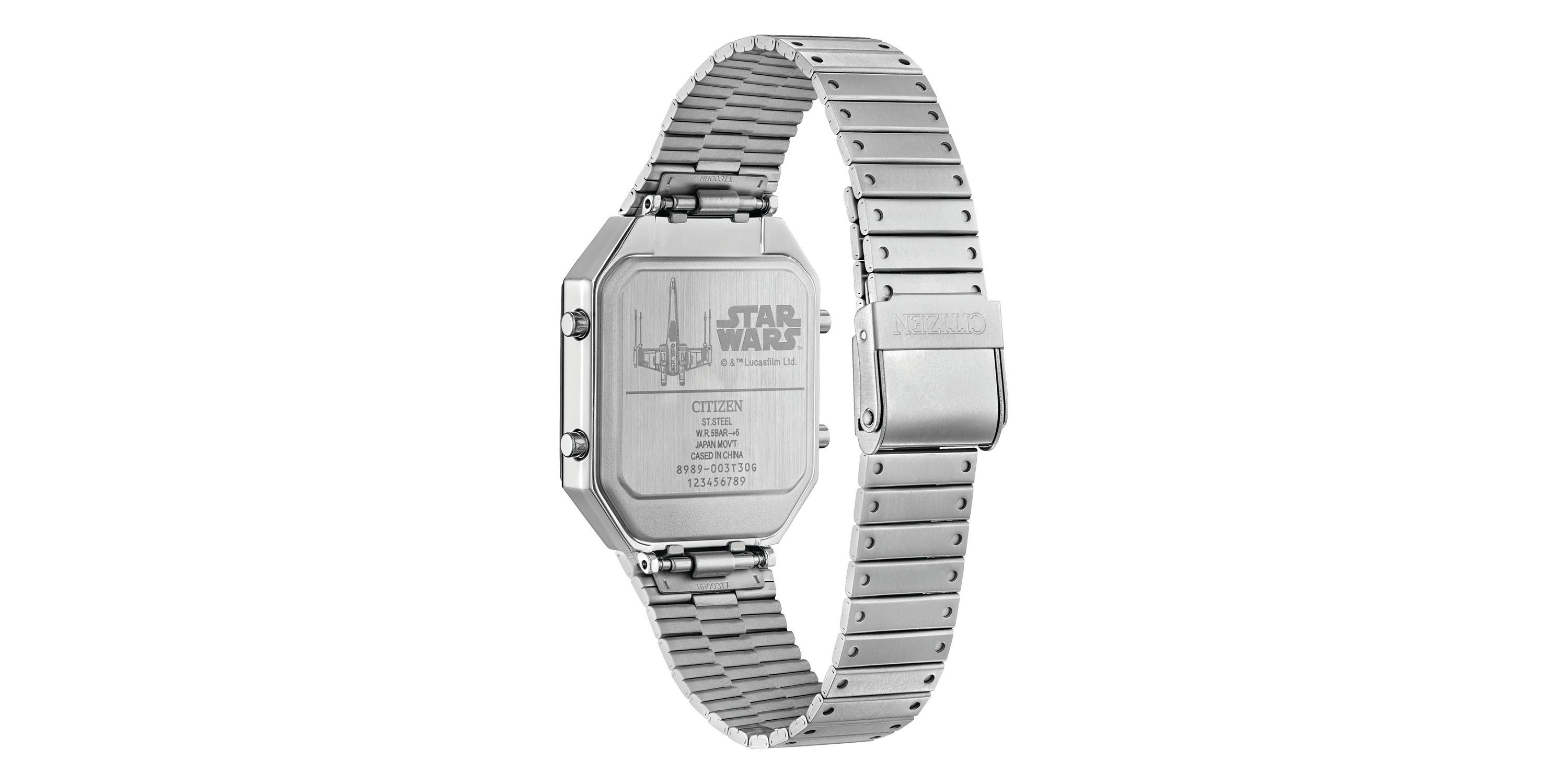 The new Rebel Pilot Ana-Digi celebrating the Star Wars™ galaxy follows the tradition of an original Citizen analog-digital watch from the 1980s. The gray IP stainless steel rectangular case watch is packed with features, including dual time and Rebel-inspired sub-dials in sleek gray and white with red accents. The new watch is an update to a previous Ana-Digi model, this time introducing sleek screw details on the gray IP bezel, a new tapered bracelet design, and a footprint of 33.4mm in width by 45.4mm in length. It also includes the digital time, day, date, and temperature, making it a unique and stand-out timepiece ready to fight for the Rebellion. Whether you are a long-time fan who still believes the original trilogy can never be topped, or you’re just being introduced to this galaxy far, far away, this is a Star Wars watch every collector will want to show off.