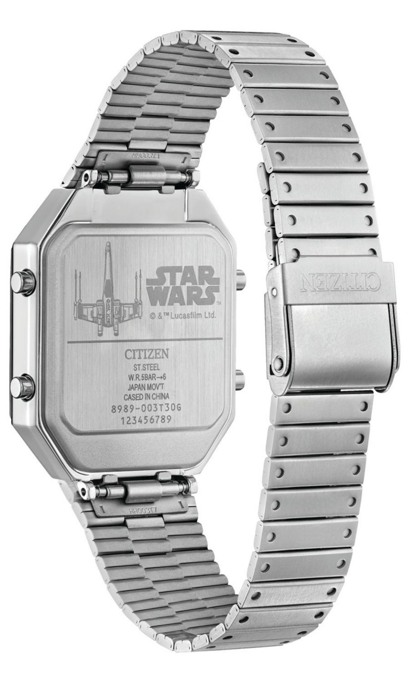 The new Rebel Pilot Ana-Digi celebrating the Star Wars™ galaxy follows the tradition of an original Citizen analog-digital watch from the 1980s. The gray IP stainless steel rectangular case watch is packed with features, including dual time and Rebel-inspired sub-dials in sleek gray and white with red accents. The new watch is an update to a previous Ana-Digi model, this time introducing sleek screw details on the gray IP bezel, a new tapered bracelet design, and a footprint of 33.4mm in width by 45.4mm in length. It also includes the digital time, day, date, and temperature, making it a unique and stand-out timepiece ready to fight for the Rebellion. Whether you are a long-time fan who still believes the original trilogy can never be topped, or you’re just being introduced to this galaxy far, far away, this is a Star Wars watch every collector will want to show off.