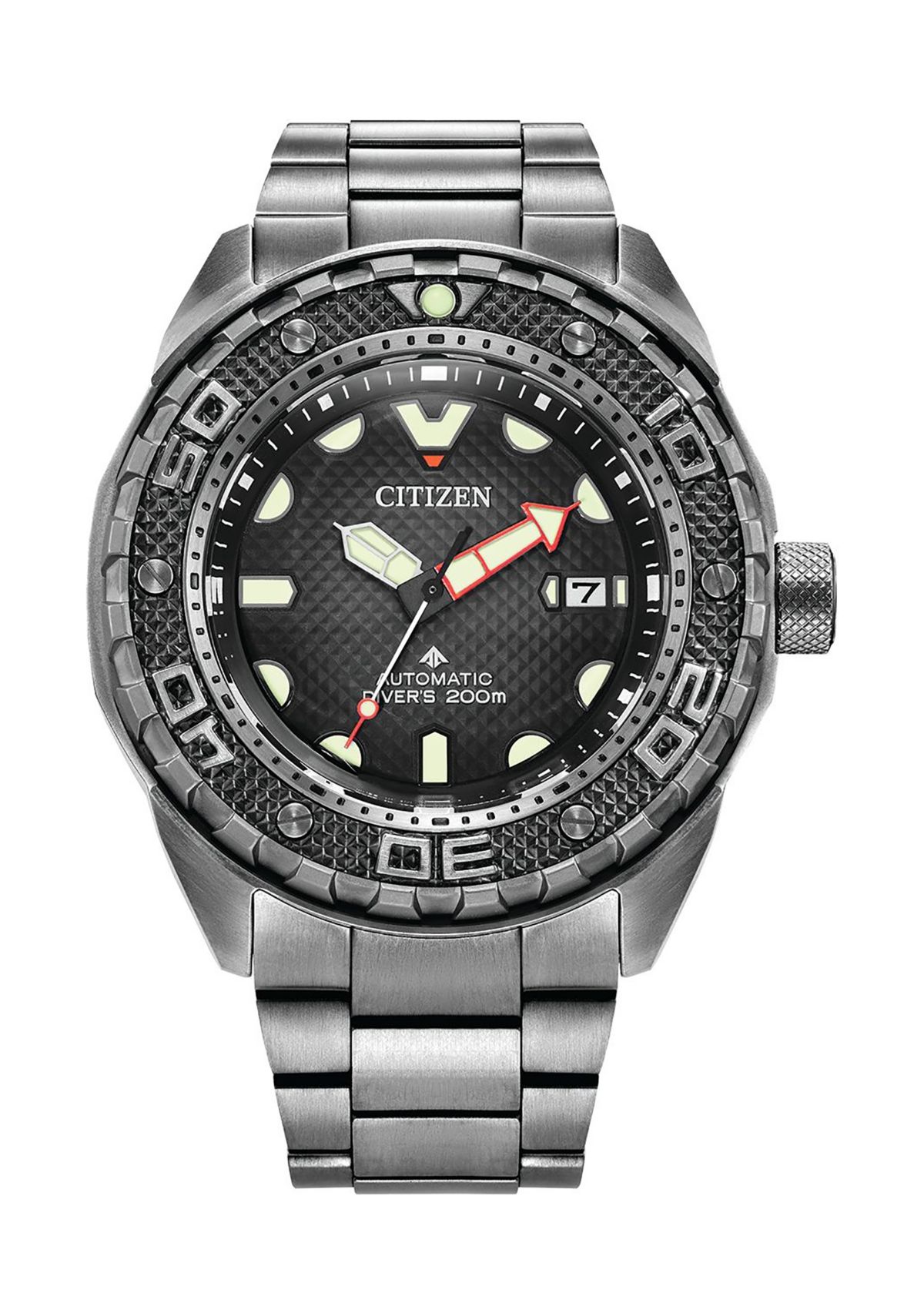 Mens Automatic Dive 46 Millimeter Silver-Tone Super Titanium Stainless Steel Bracelet Watch 