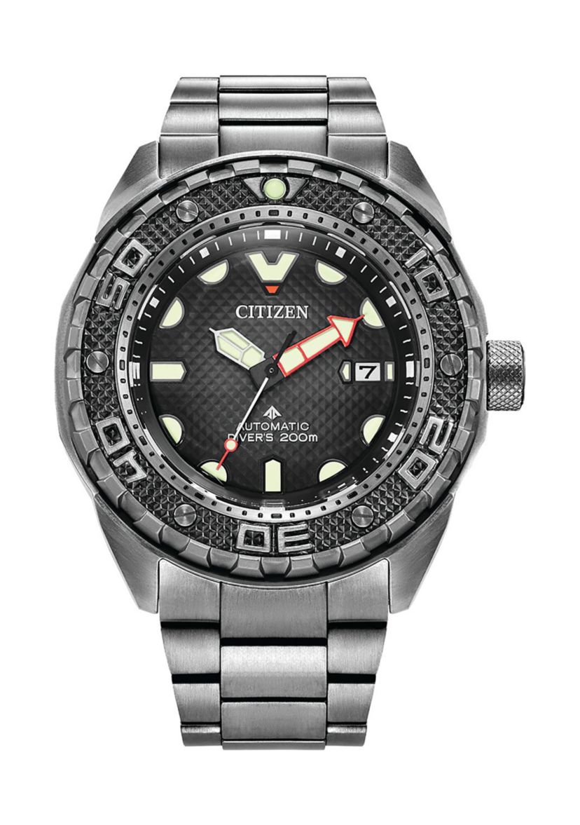 Mens Automatic Dive 46 Millimeter Silver-Tone Super Titanium Stainless Steel Bracelet Watch 