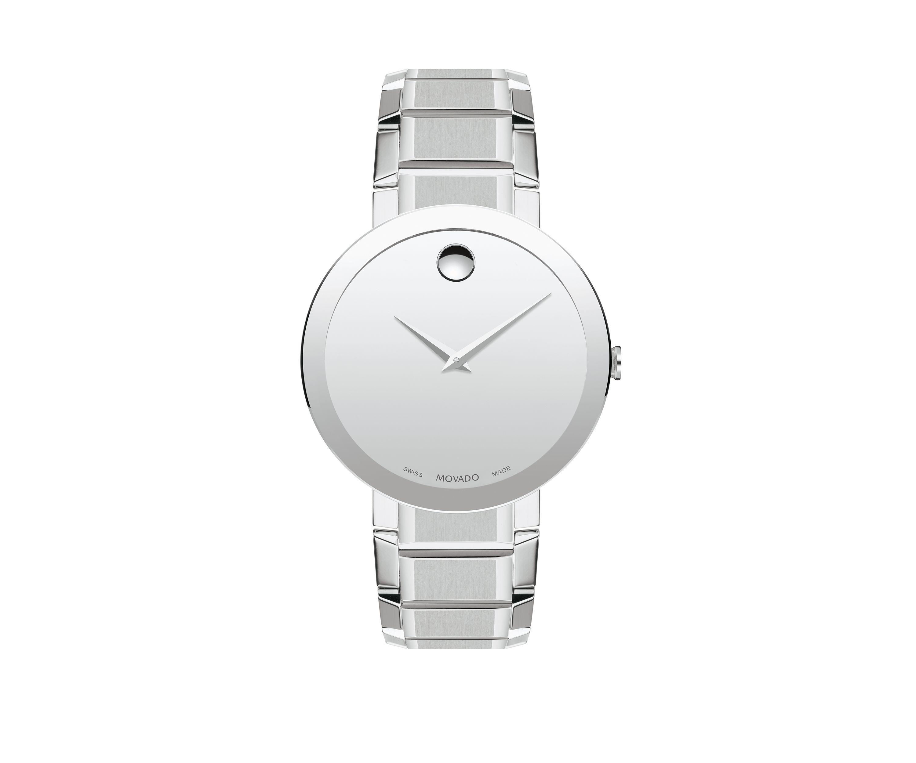 Mens Stainless Steel Sapphire Bracelet Strap Watch  