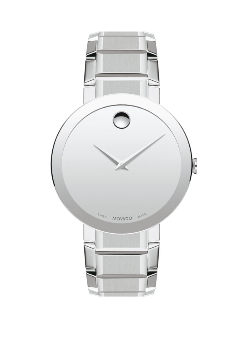 Mens Stainless Steel Sapphire Bracelet Strap Watch  