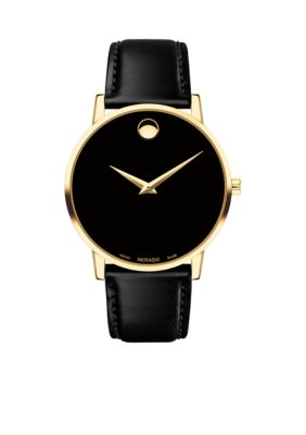 Movado Men's Gold-Tone Stainless Steel Museum Classic Watch, Black -  0885997279826