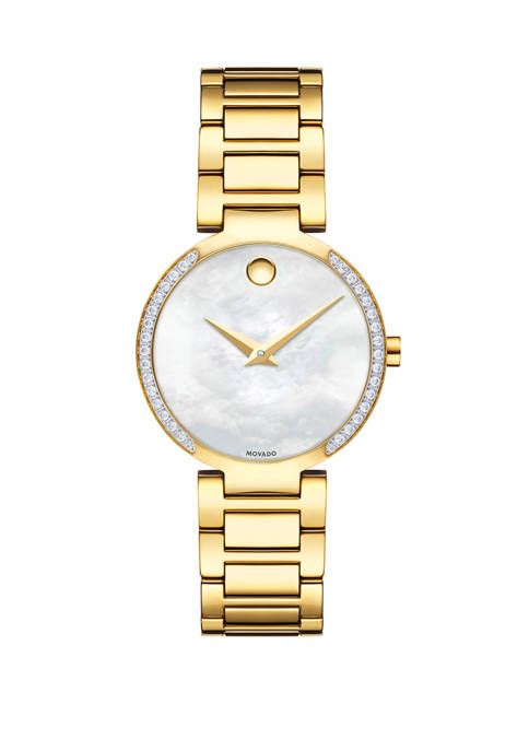 Womens Swiss Modern Classic 1/4 ct. t.w. Diamond  Gold PVD Stainless Steel Bracelet Watch 