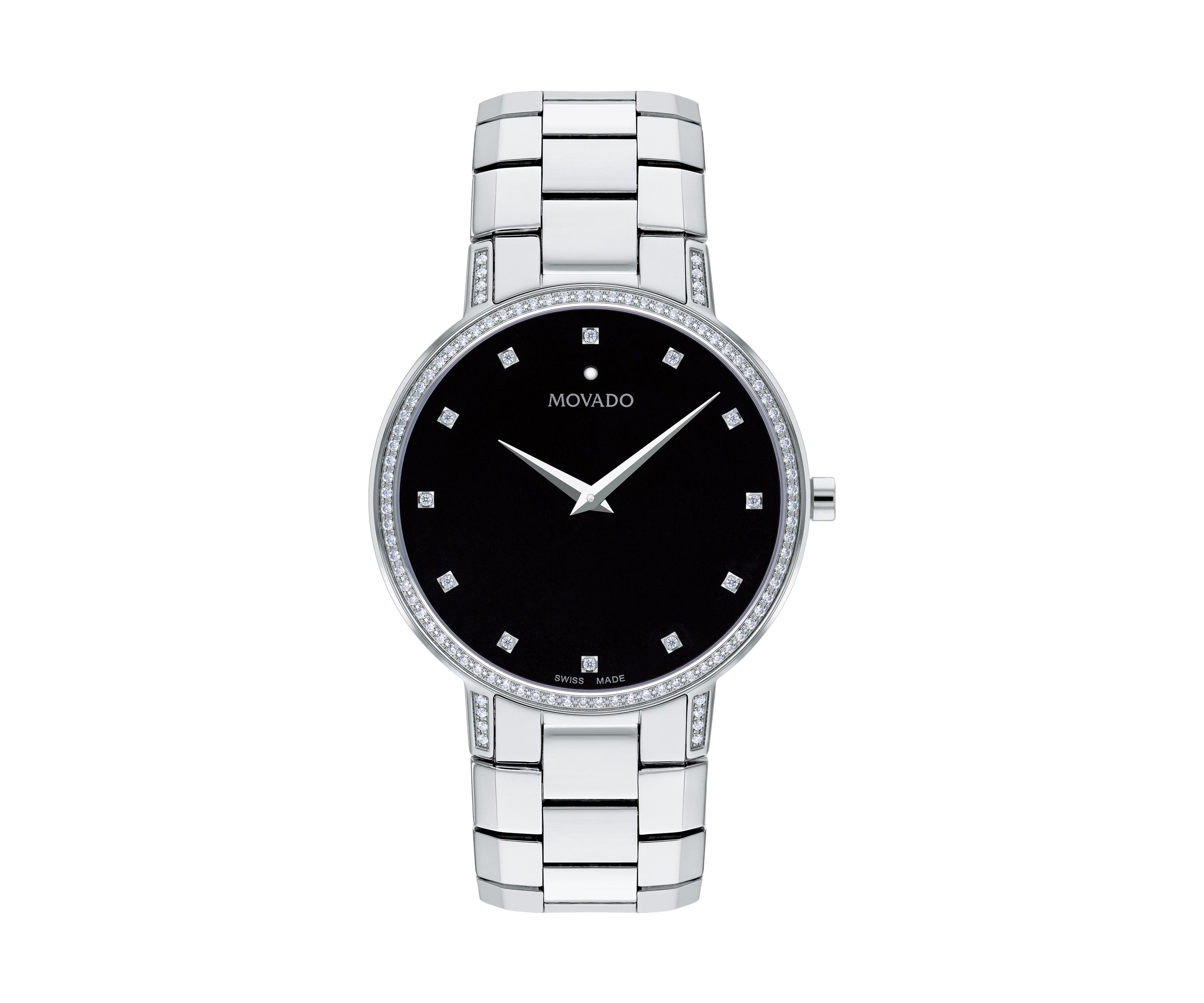 Stainless Steel Black Dial Bracelet Watch 