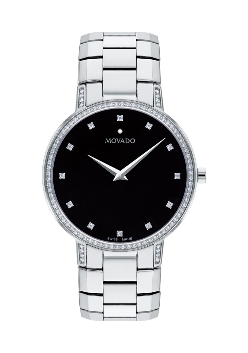 Stainless Steel Black Dial Bracelet Watch 