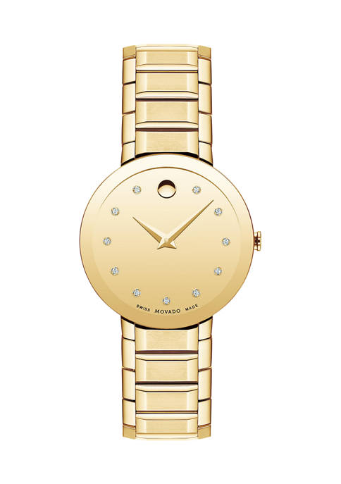 Movado Womens Sapphire Yellow Dial Bracelet Watch
