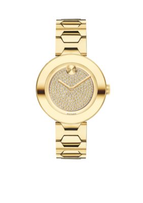 Movado Pale Gold-Tone Swiss BOLD Museum Classic Stainless Steel Bracelet Watch, Gold -  0885997257602