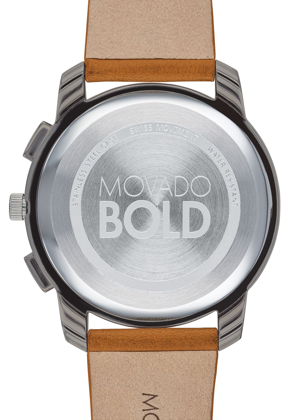 Mens 42 Millimeter Stainless Steel Bold Leather Strap Watch