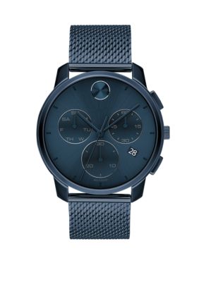 Movado Men's 42 Millimeter Stainless Steel Bold Mesh Bracelet Watch, Blue -  0885997339230