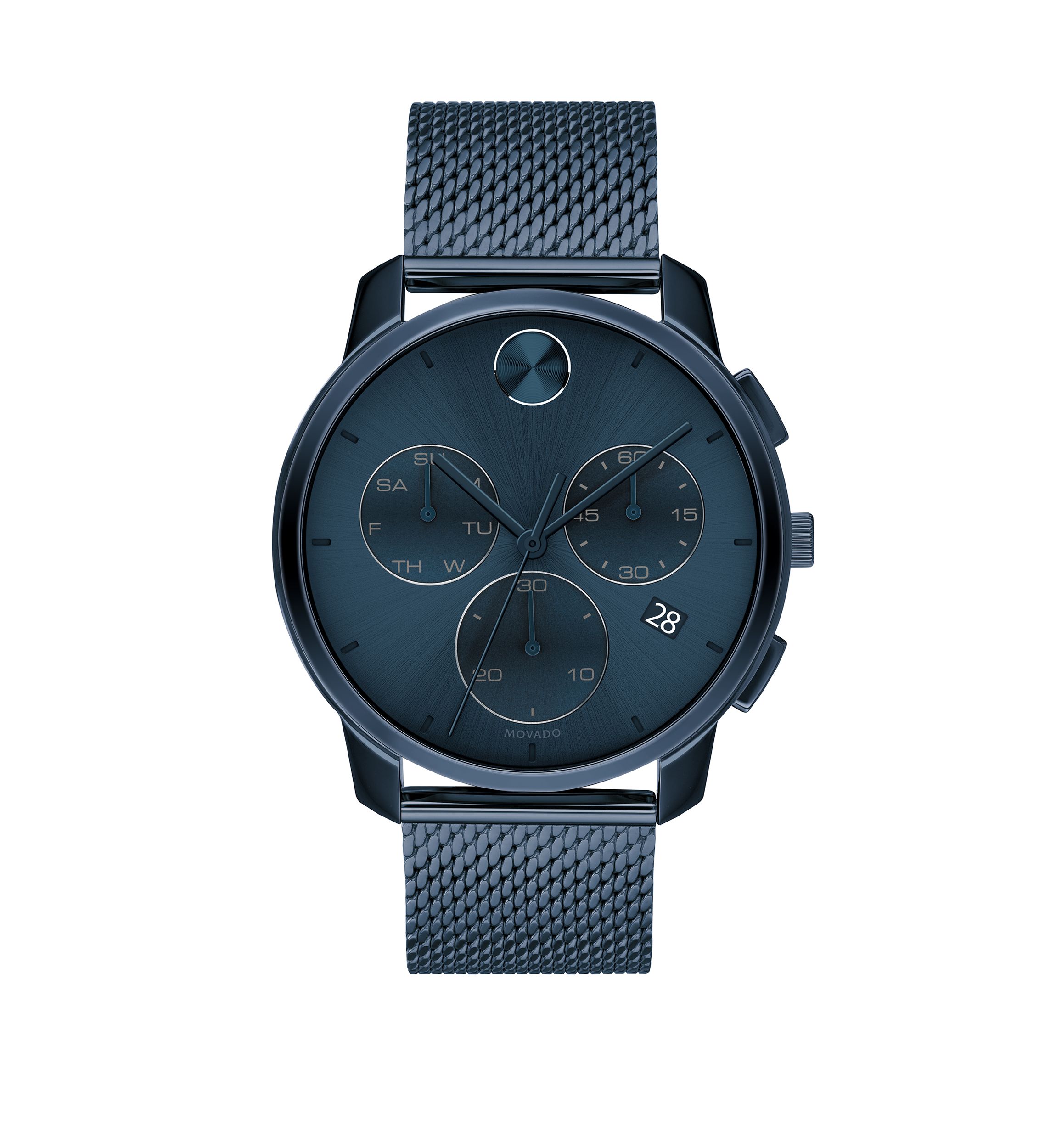 Mens 42 Millimeter Stainless Steel Bold Mesh Bracelet Watch