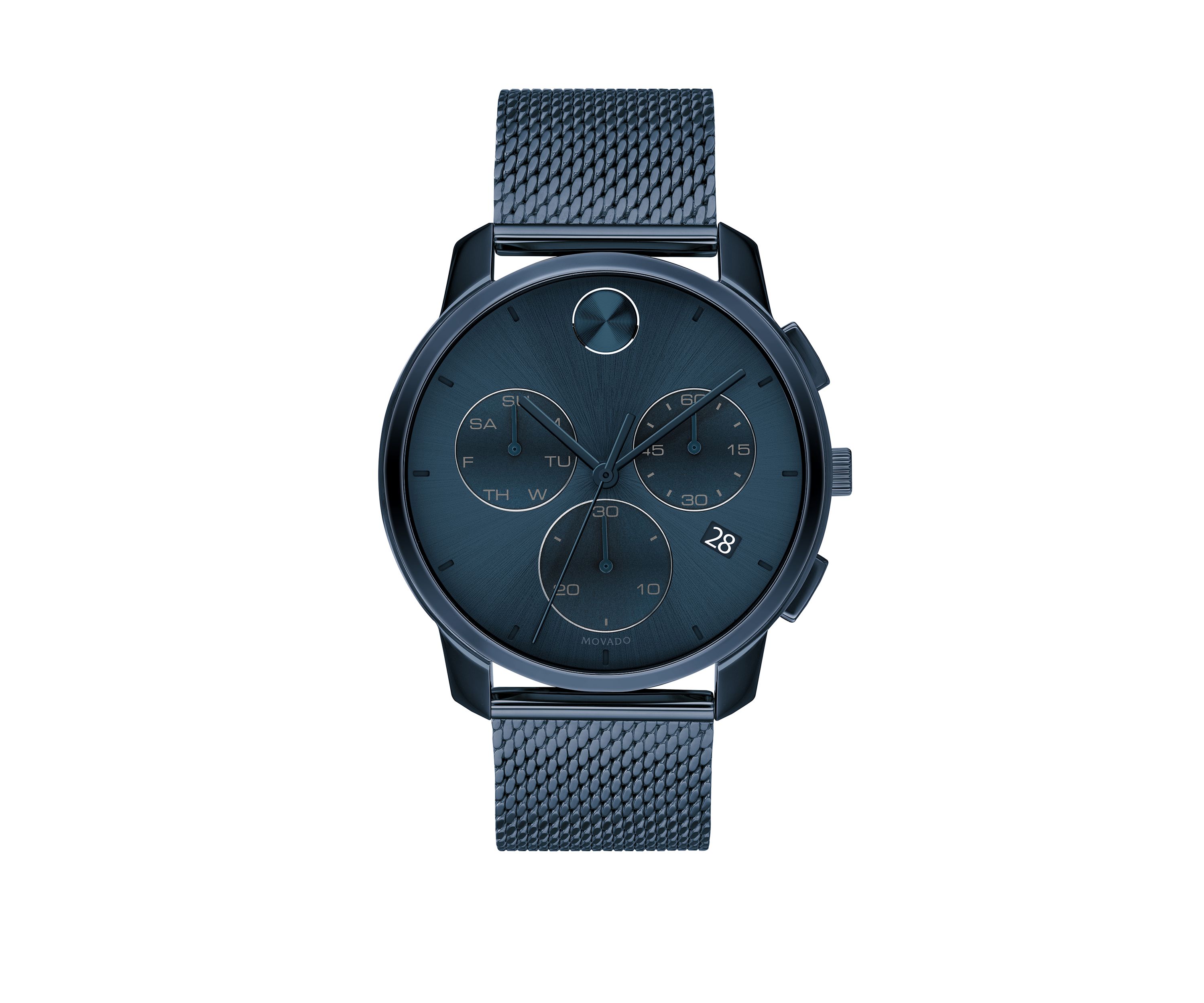 Mens 42 Millimeter Stainless Steel Bold Mesh Bracelet Watch