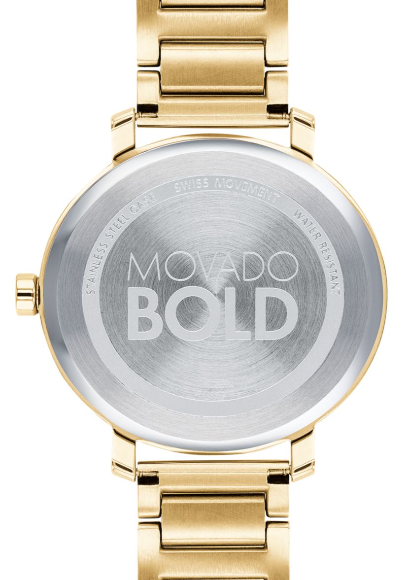 Womens Gold Ion-Plated Stainless Steel Bold Bracelet Watch