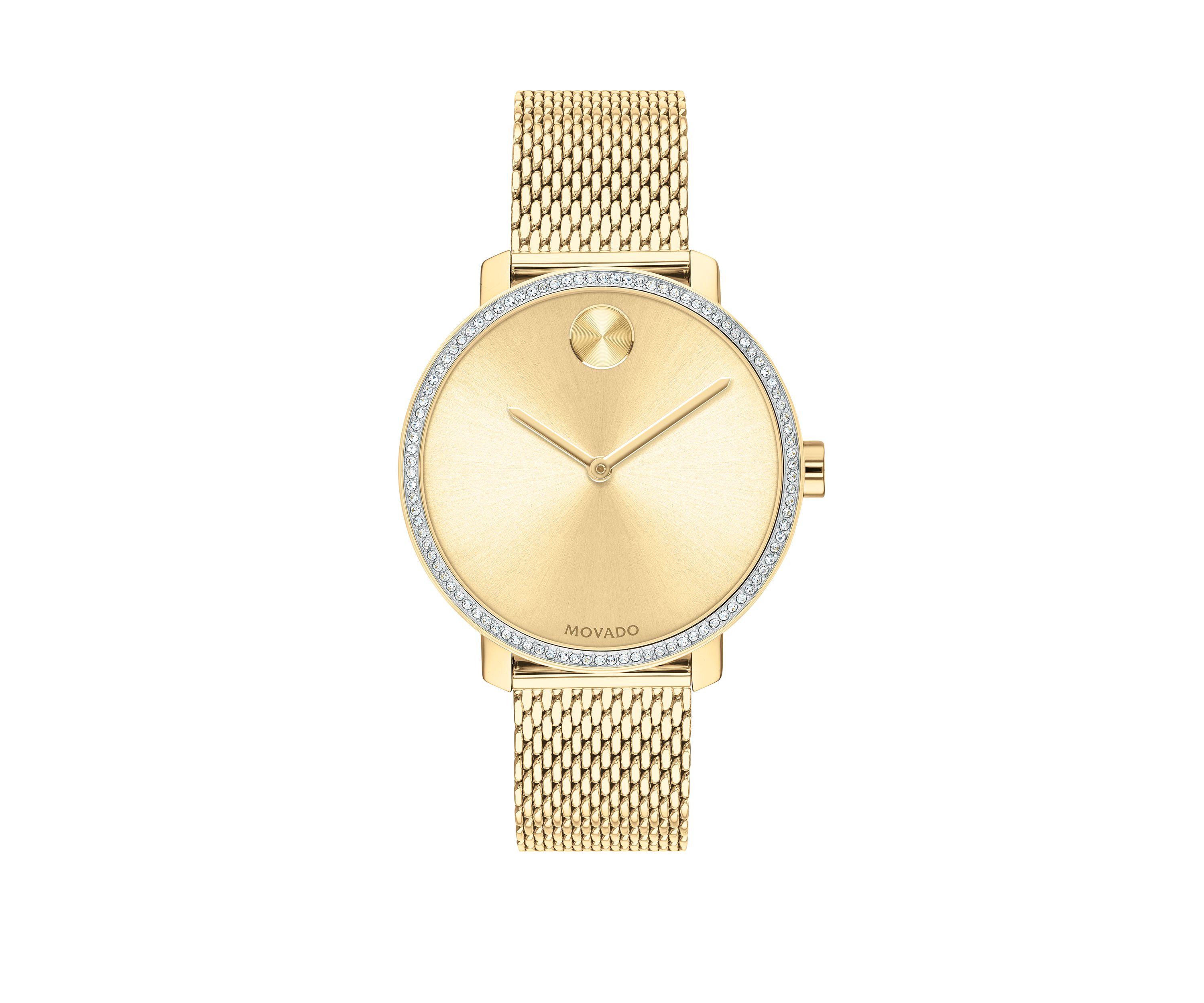 Womens Gold Tone Stainless Steel BOLD Mesh Bracelet Watch