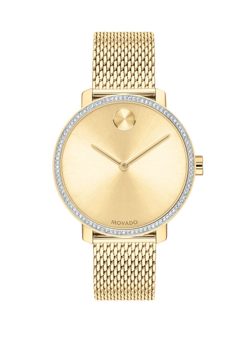 Womens Gold Tone Stainless Steel BOLD Mesh Bracelet Watch