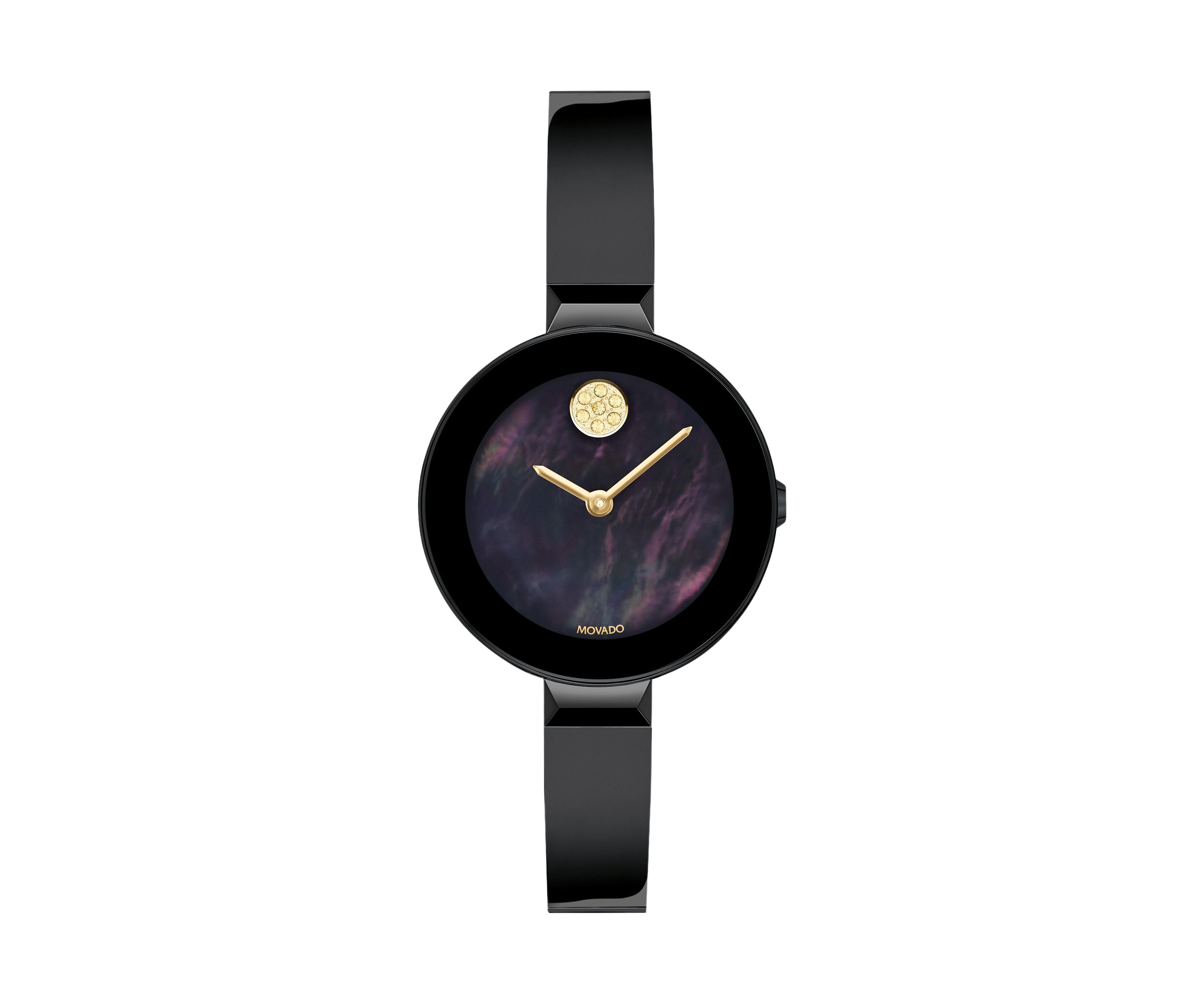 Bold Black Dial Bangle Watch