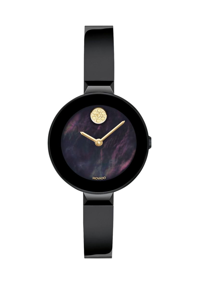 Bold Black Dial Bangle Watch