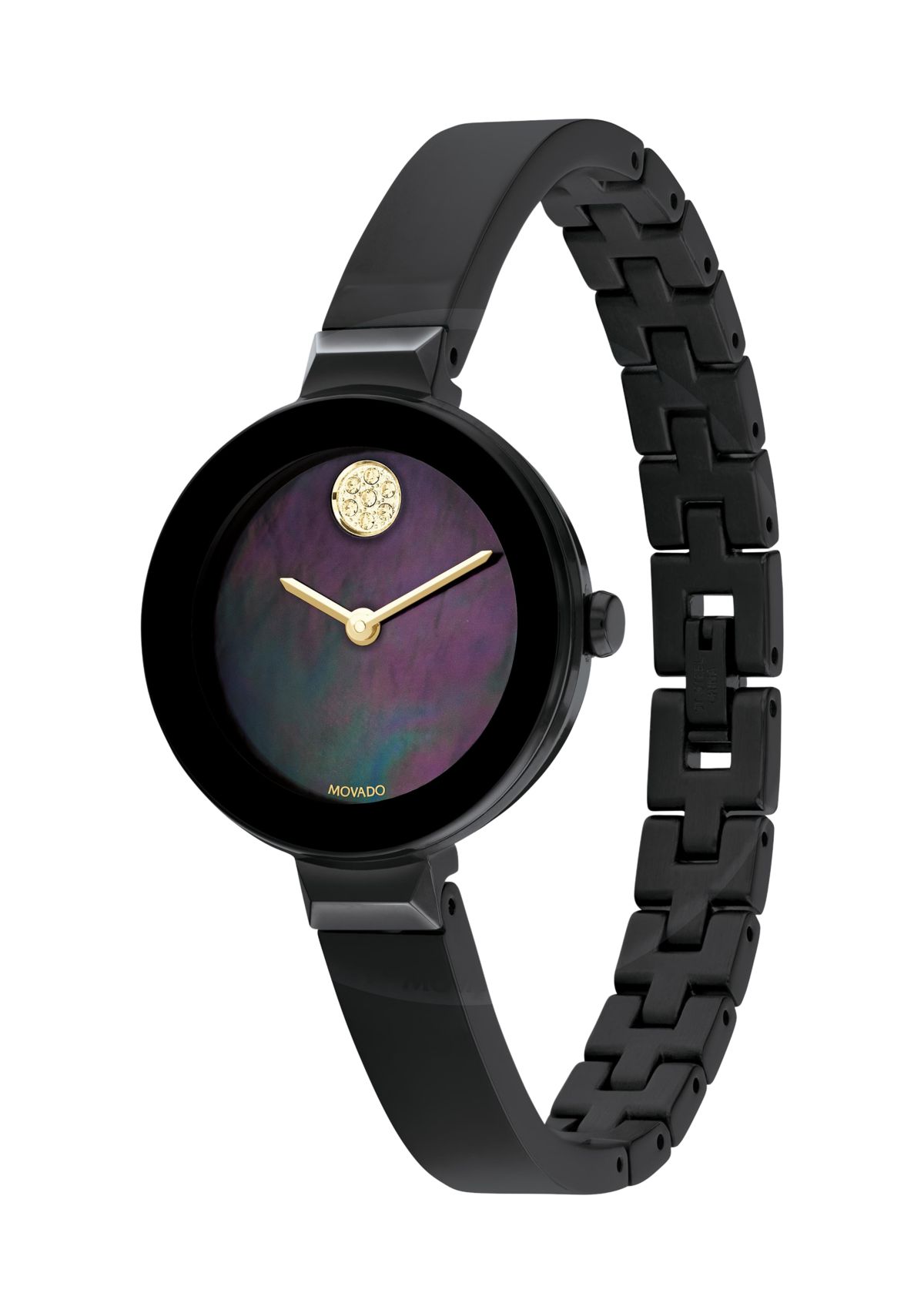 Bold Black Dial Bangle Watch