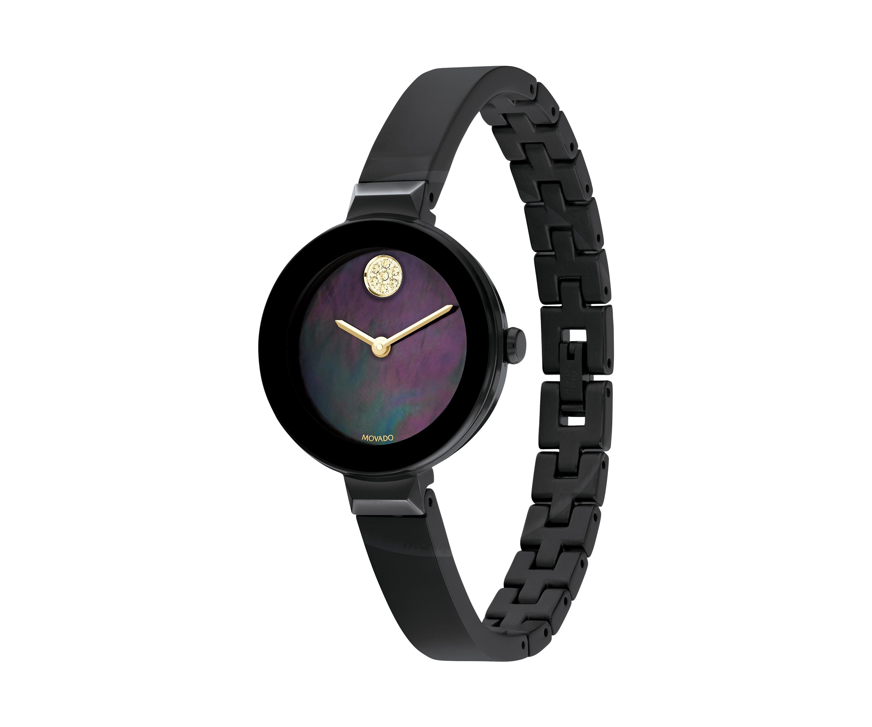 Bold Black Dial Bangle Watch