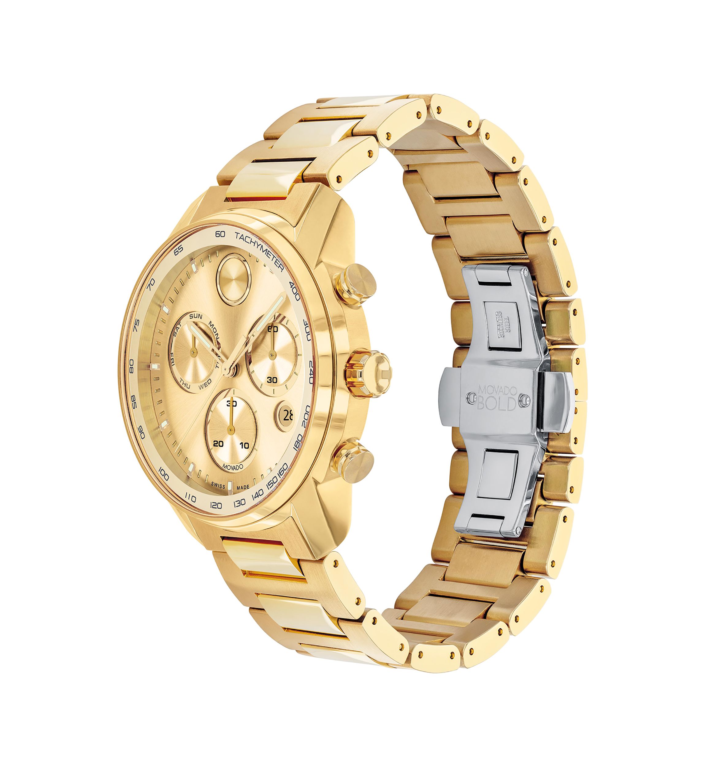 Bold Gold Steel Bracelet Watch