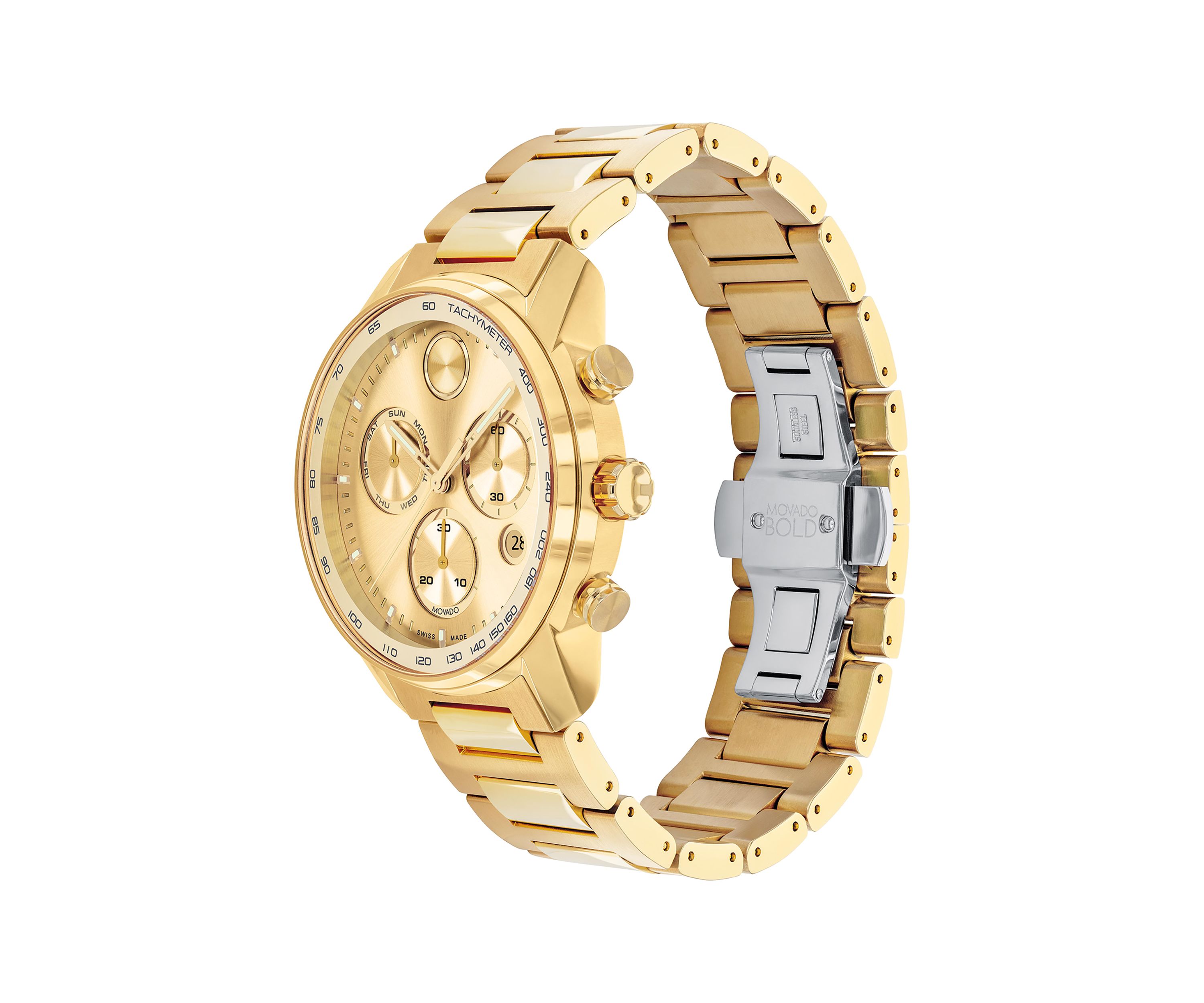 Bold Gold Steel Bracelet Watch