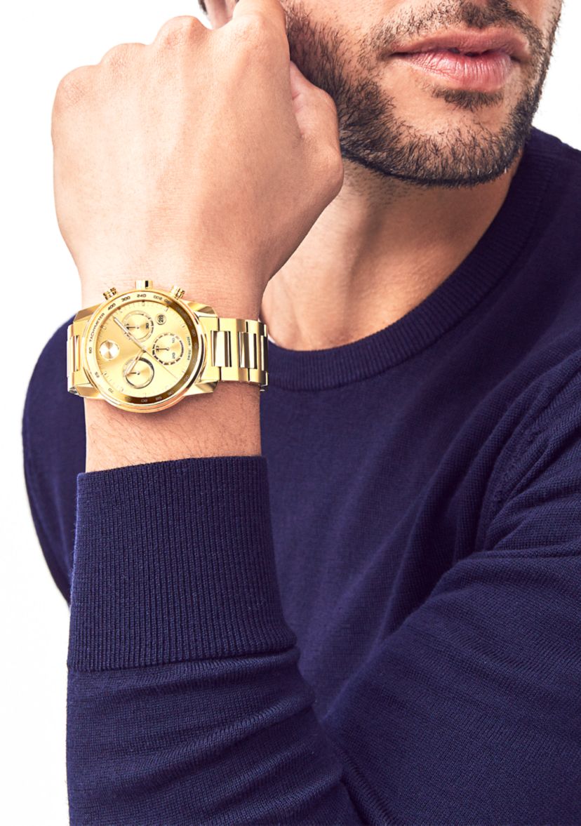 Bold Gold Steel Bracelet Watch