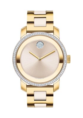 Movado Women's Bold Beige Dial Two Tone Bracelet Watch -  0885997461580