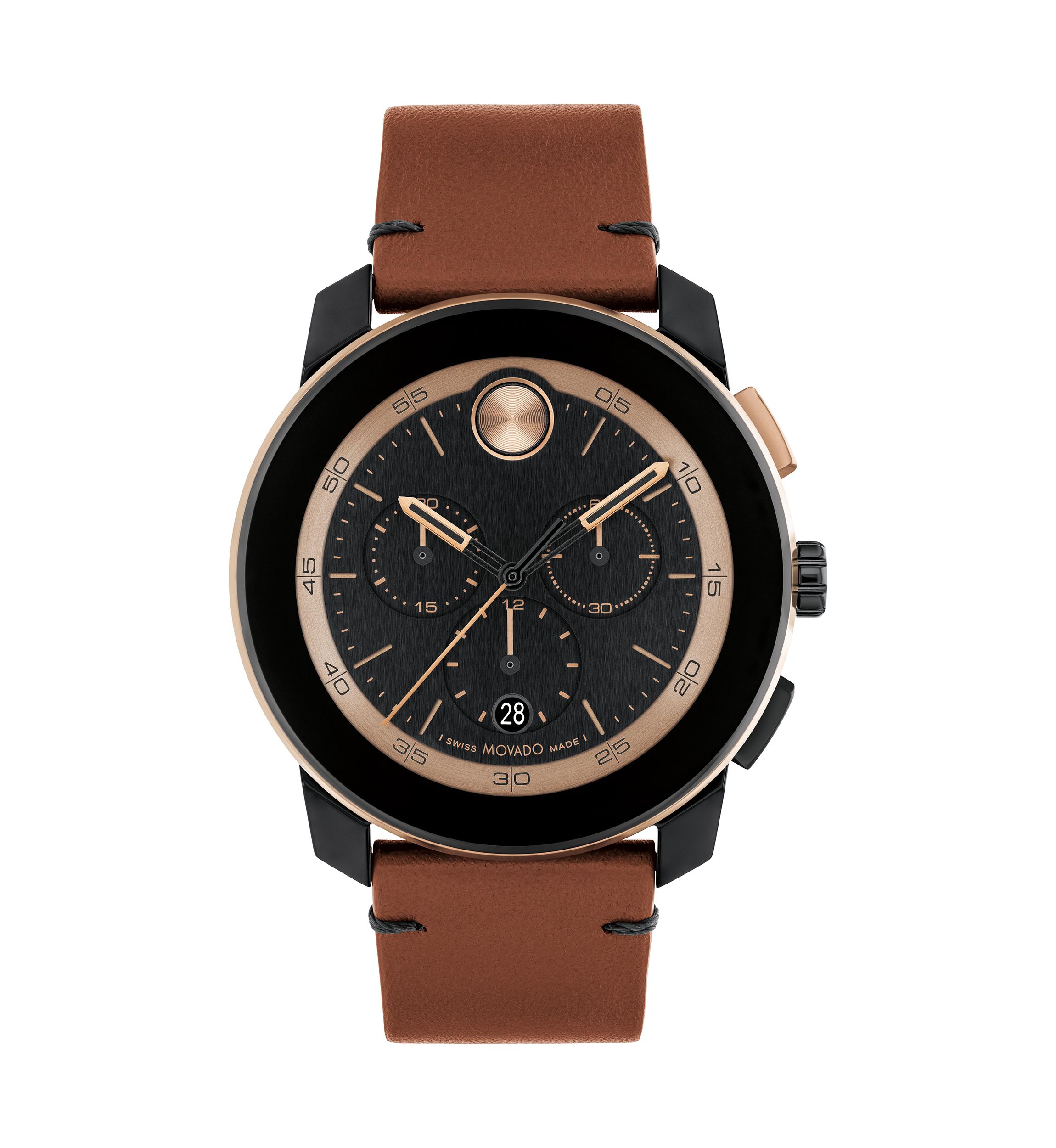 Mens Bold TR90 Chrono Brown Leather Band Watch