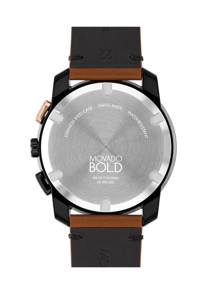 Mens Bold TR90 Chrono Brown Leather Band Watch