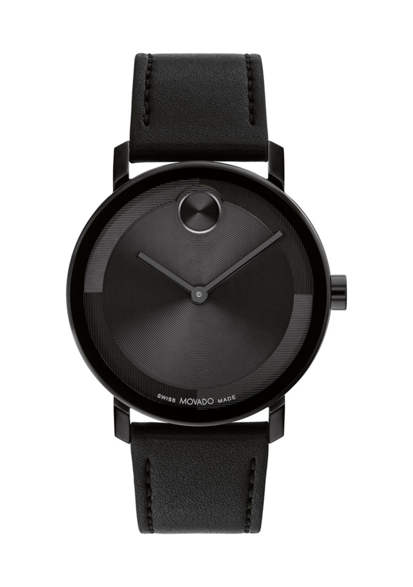 Mens Bold Evolution 2 Black Dial Black Leather Band Watch 