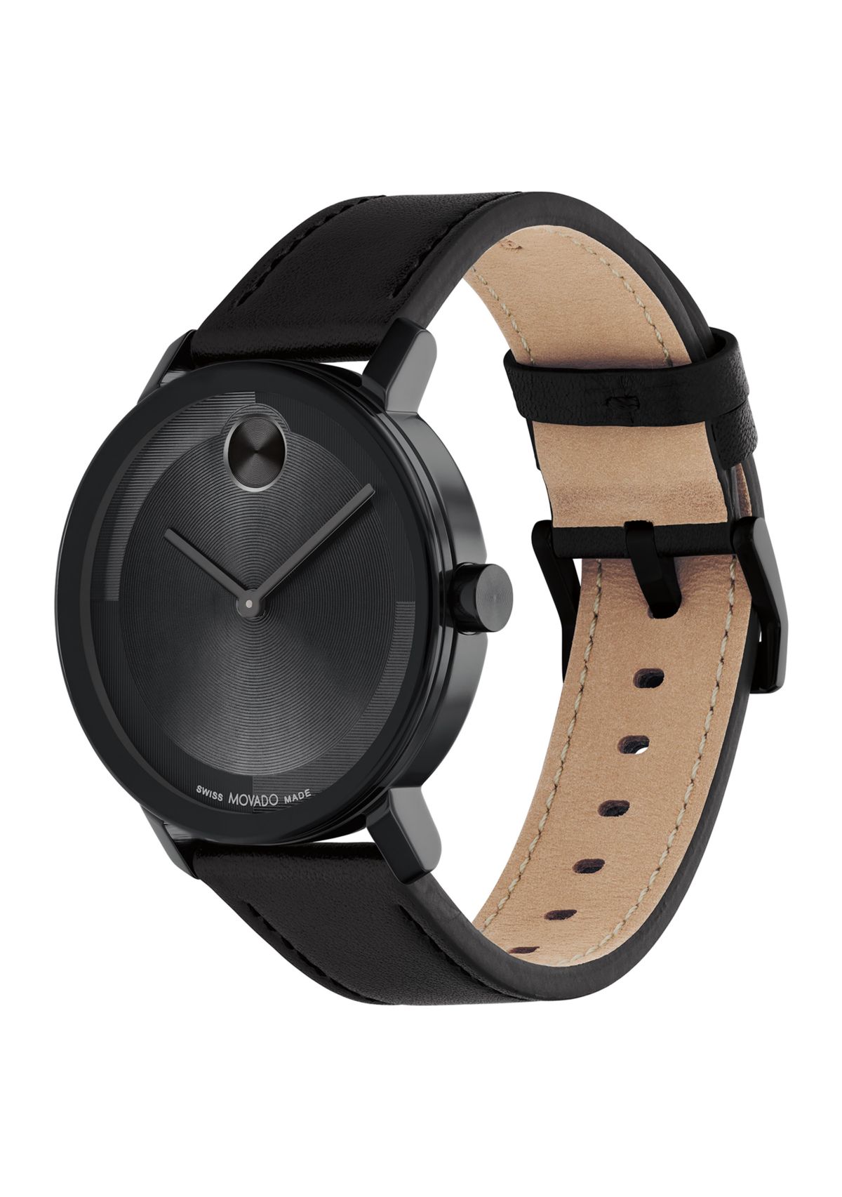 Mens Bold Evolution 2 Black Dial Black Leather Band Watch 