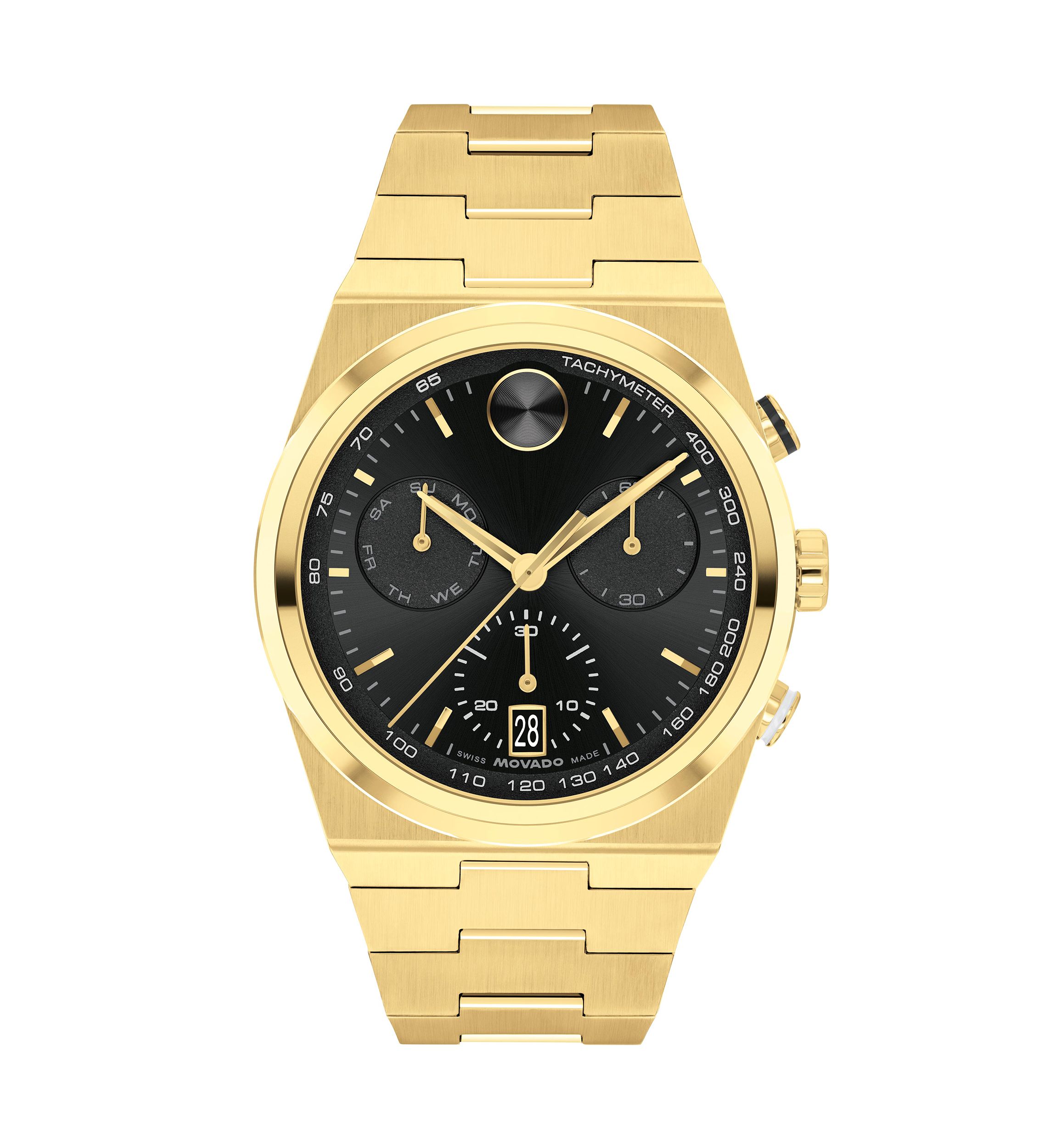 Bold Quest Black Chronograph Gold Tone Watch