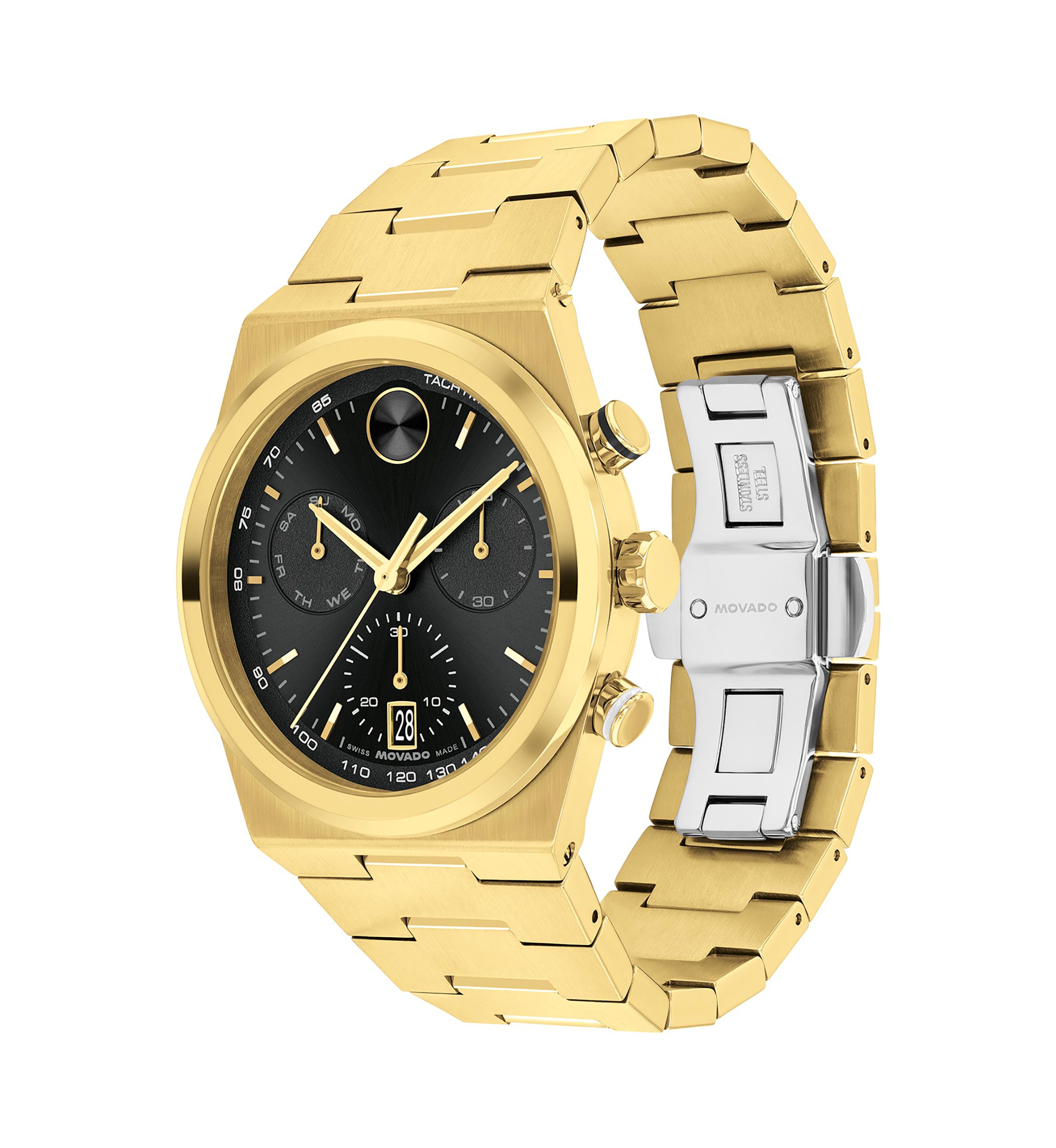 Bold Quest Black Chronograph Gold Tone Watch