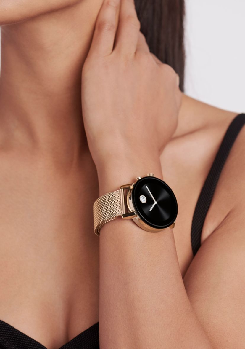 Womens Rose Gold Ion Plated Stainless Steel Connect 2.0 Smartwatch 